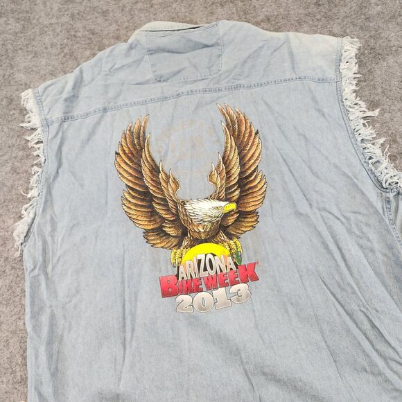 Arizona Bike Week Mens 2XL Motorcycle 2013 Distressed Denim Vest Cyclefest - Picture 2 of 15